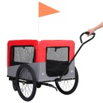 vidaXL Remorcă bicicletă & cărucior 2-în-1 pentru animale, roșu și gri vidaXL Remorcă bicicletă & cărucior 2-în-1 pentru animale, roșu și gri