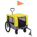 vidaXL Remorcă bicicletă & cărucior 2-în-1 animale, galben și gri vidaXL Remorcă bicicletă & cărucior 2-în-1 animale, galben și gri