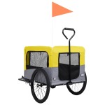 vidaXL Remorcă bicicletă & cărucior 2-în-1 animale, galben și gri vidaXL Remorcă bicicletă & cărucior 2-în-1 animale, galben și gri
