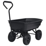 vidaXL Cărucior manual de grădină basculabil, negru, 300 kg, 75 L vidaXL Cărucior manual de grădină basculabil, negru, 300 kg, 75 L