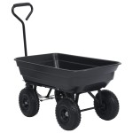 vidaXL Cărucior manual de grădină basculabil, negru, 300 kg, 75 L vidaXL Cărucior manual de grădină basculabil, negru, 300 kg, 75 L
