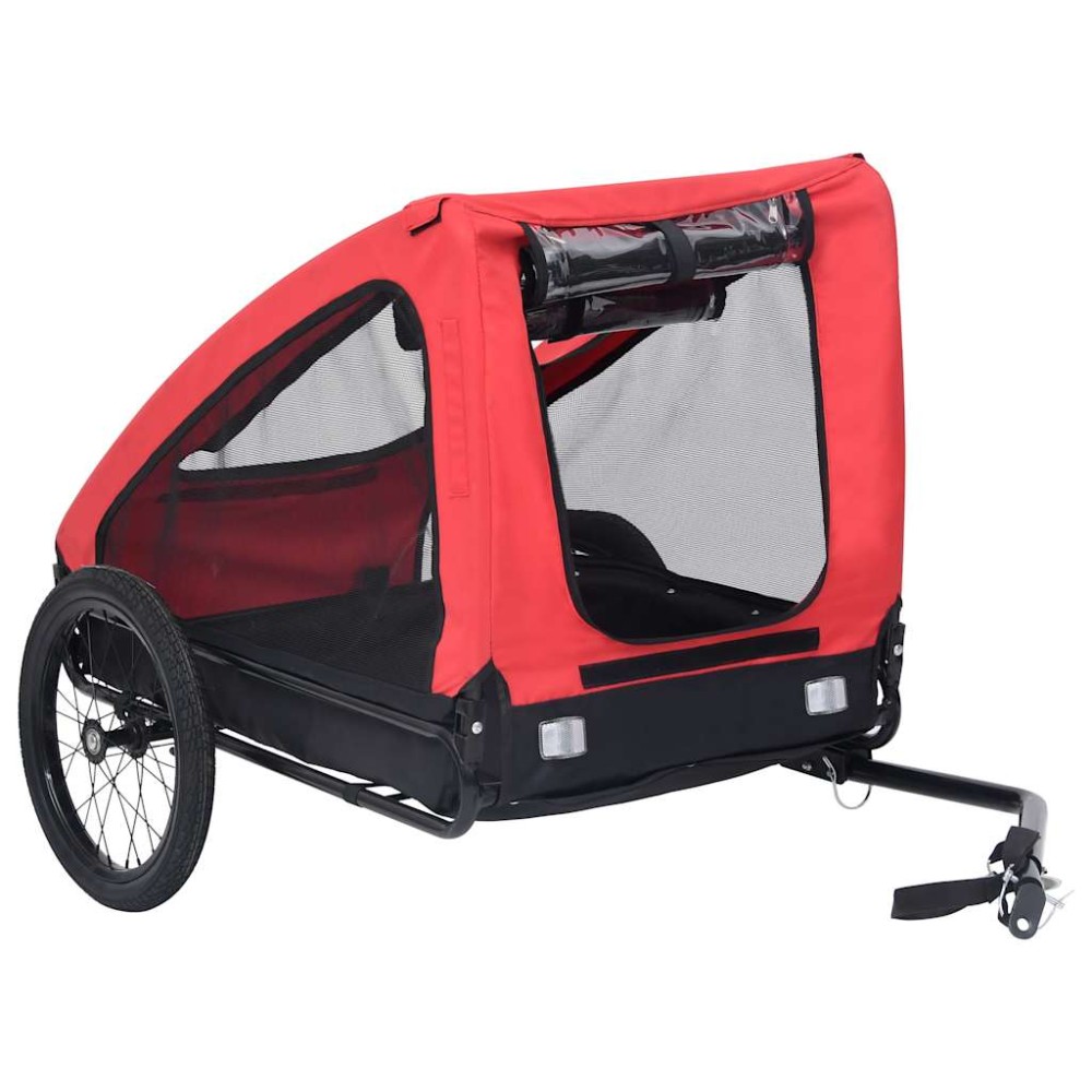 vidaXL Remorcă de bicicletă pentru animale de companie, roșu & negru