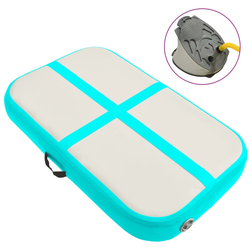 vidaXL Saltea gimnastică gonflabilă cu pompă verde 600x100x20 cm PVC