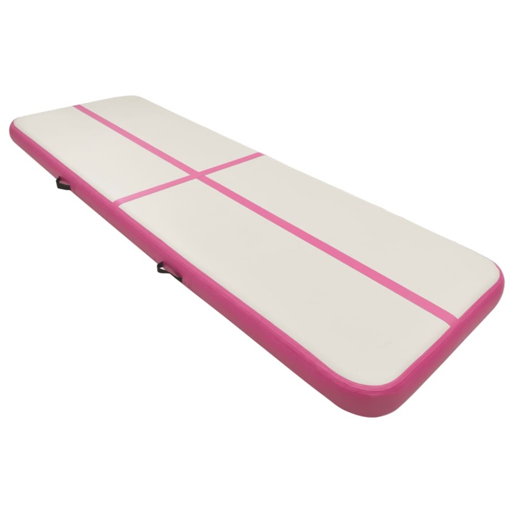 vidaXL Saltea gimnastică gonflabilă cu pompă roz 300x100x15 cm PVC