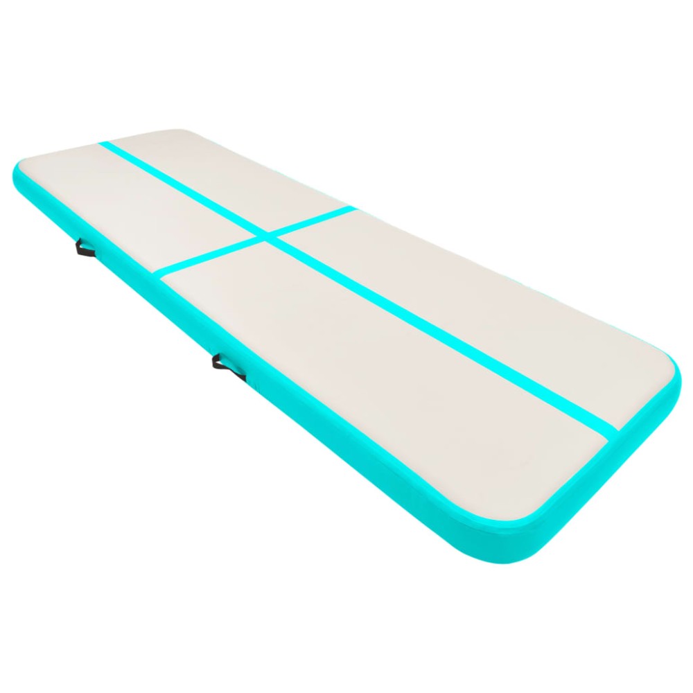 vidaXL Saltea gimnastică gonflabilă cu pompă verde 500x100x15 cm PVC