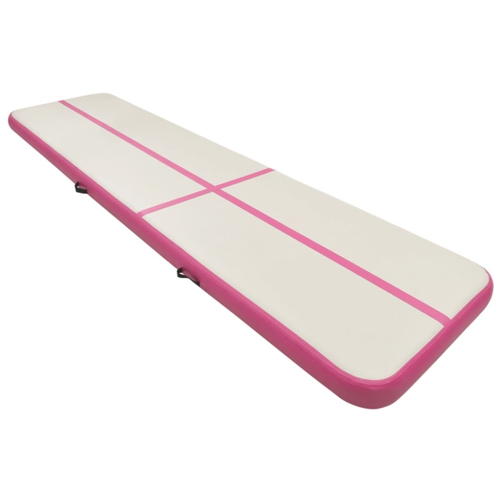vidaXL Saltea gimnastică gonflabilă cu pompă roz 800x100x15 cm PVC