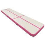 vidaXL Saltea gimnastică gonflabilă cu pompă roz 800x100x15 cm PVC