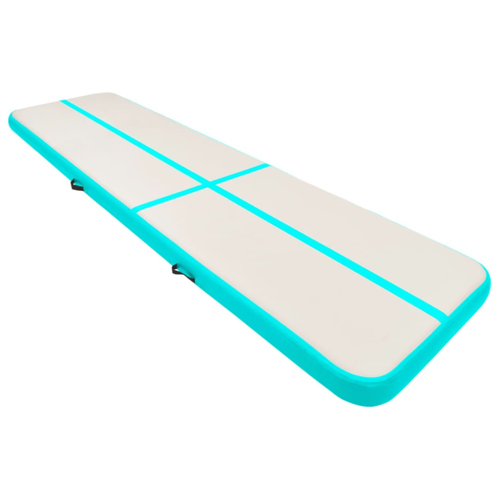 vidaXL Saltea gimnastică gonflabilă cu pompă verde 800x100x15 cm PVC