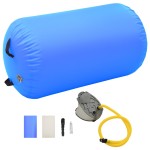 vidaXL Rulou de gimnastică gonflabil cu pompă, albastru, 100x60 cm PVC vidaXL Rulou de gimnastică gonflabil cu pompă, albastru, 100x60 cm PVC