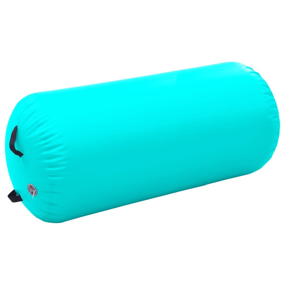 vidaXL Rulou de gimnastică gonflabil cu pompă, verde, 120 x 75 cm, PVC