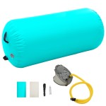 vidaXL Rulou de gimnastică gonflabil cu pompă, verde, 120 x 75 cm, PVC vidaXL Rulou de gimnastică gonflabil cu pompă, verde, 120 x 75 cm, PVC