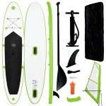 vidaXL Set de placă SUP gonflabilă cu velă, verde și alb vidaXL Set de placă SUP gonflabilă cu velă, verde și alb