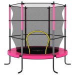 vidaXL Trambulină cu plasă de siguranță, roz, 140x160cm, rotundă vidaXL Trambulină cu plasă de siguranță, roz, 140x160cm, rotundă