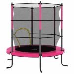 vidaXL Trambulină cu plasă de siguranță, roz, 140x160cm, rotundă vidaXL Trambulină cu plasă de siguranță, roz, 140x160cm, rotundă