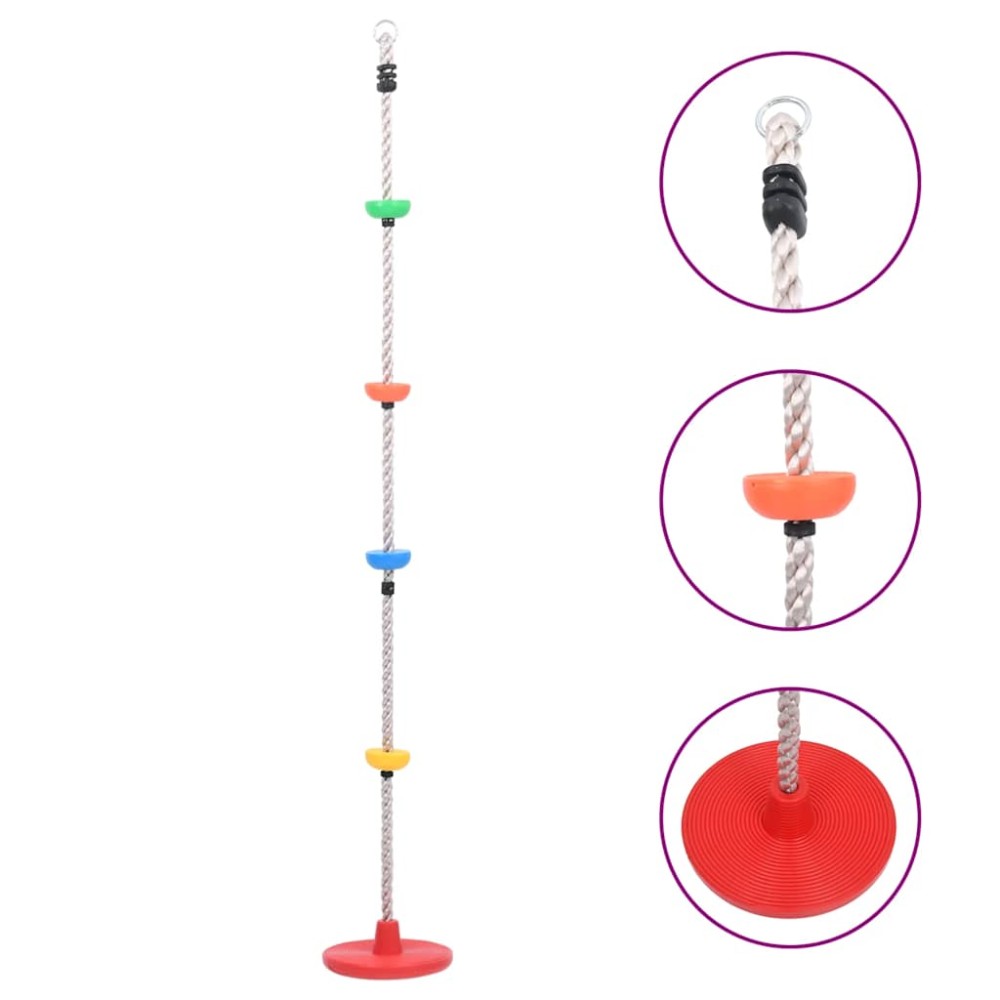 vidaXL Frânghie de cățărat pentru leagăn, cu platforme și disc, 200 cm