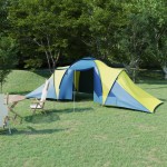 vidaXL Cort camping, 6 persoane, albastru și galben vidaXL Cort camping, 6 persoane, albastru și galben