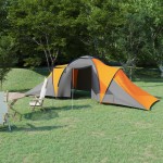 vidaXL Cort camping, 6 persoane, gri și portocaliu vidaXL Cort camping, 6 persoane, gri și portocaliu