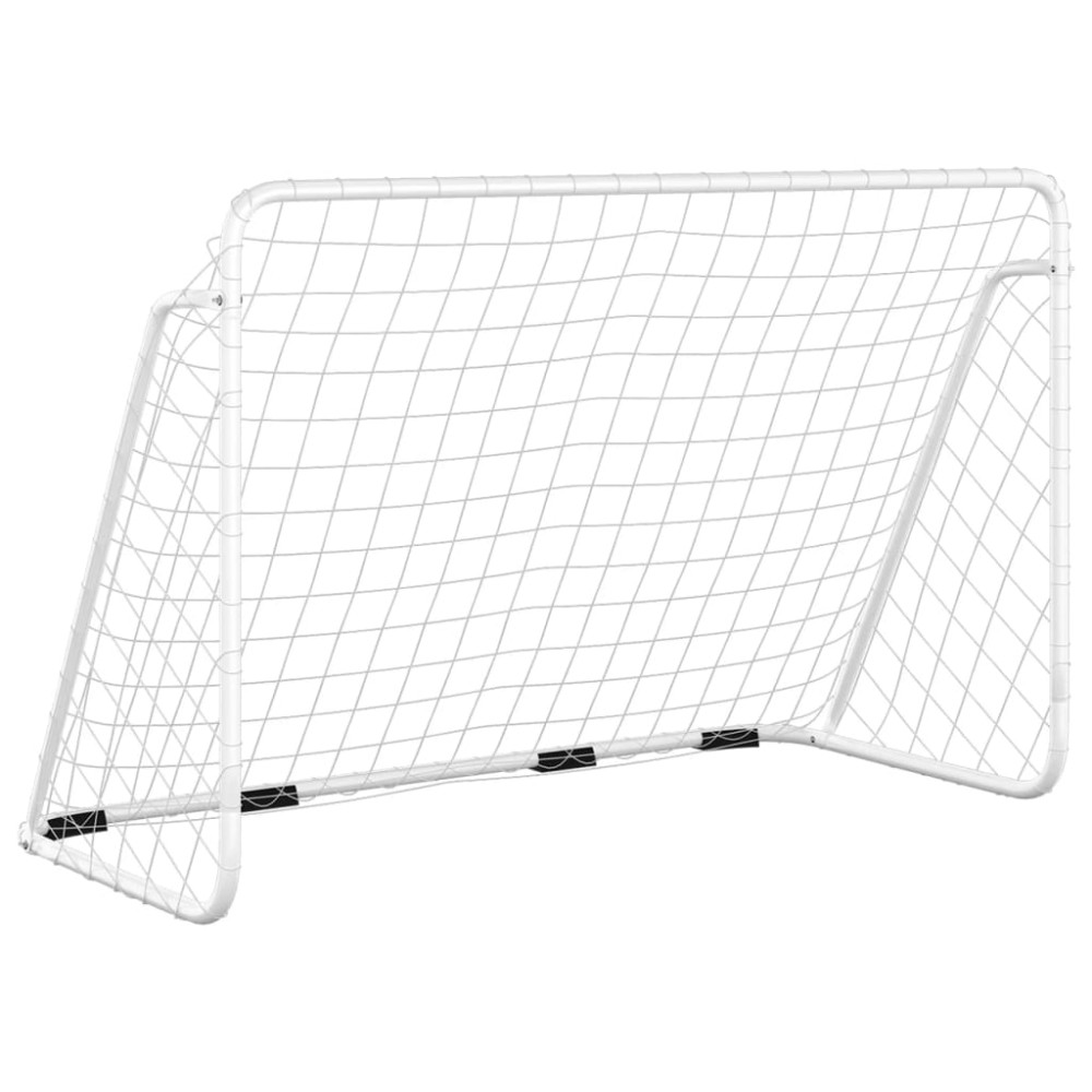 vidaXL Poartă de fotbal cu plasă, alb, 180x90x120 cm, oțel