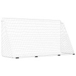 vidaXL Poartă de fotbal cu plasă, alb, 366x122x182 cm, oțel vidaXL Poartă de fotbal cu plasă, alb, 366x122x182 cm, oțel
