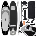 vidaXL Set placă paddleboarding gonflabilă, negru, 300x76x10 cm vidaXL Set placă paddleboarding gonflabilă, negru, 300x76x10 cm
