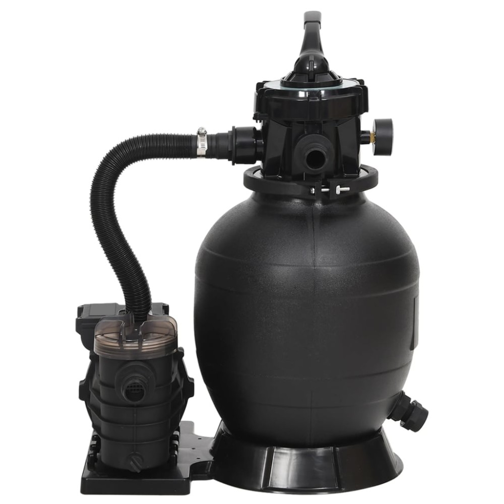 vidaXL Filtru de nisip pentru piscină cu prefiltru, negru