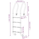 vidaXL Scară de piscină, 54x38x184,5 cm, oțel inoxidabil 304 vidaXL Scară de piscină, 54x38x184,5 cm, oțel inoxidabil 304