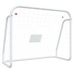 vidaXL Poartă de fotbal cu plasă, alb, 125x96x60 cm, oțel/poliester vidaXL Poartă de fotbal cu plasă, alb, 125x96x60 cm, oțel/poliester
