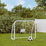vidaXL Poartă de fotbal cu plasă, alb, 125x96x60 cm, oțel/poliester vidaXL Poartă de fotbal cu plasă, alb, 125x96x60 cm, oțel/poliester
