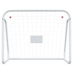 vidaXL Poartă de fotbal cu plasă, alb, 125x96x60 cm, oțel/poliester vidaXL Poartă de fotbal cu plasă, alb, 125x96x60 cm, oțel/poliester