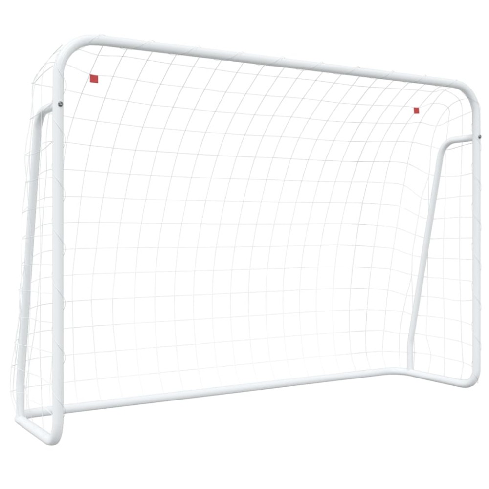 vidaXL Poartă de fotbal cu plasă, alb, 214x75x152 cm, oțel/poliester