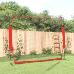 vidaXL Plasă baseball portabilă, roșu/negru, 369x107x271 cm, oțel/PE vidaXL Plasă baseball portabilă, roșu/negru, 369x107x271 cm, oțel/PE