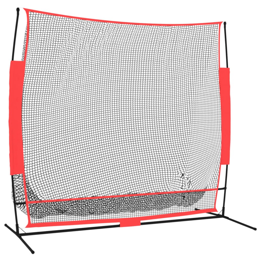 vidaXL Plasă de baseball portabilă negru/roșu 215x107x216 cm poliester