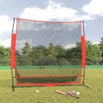 vidaXL Plasă de baseball portabilă negru/roșu 215x107x216 cm poliester vidaXL Plasă de baseball portabilă negru/roșu 215x107x216 cm poliester
