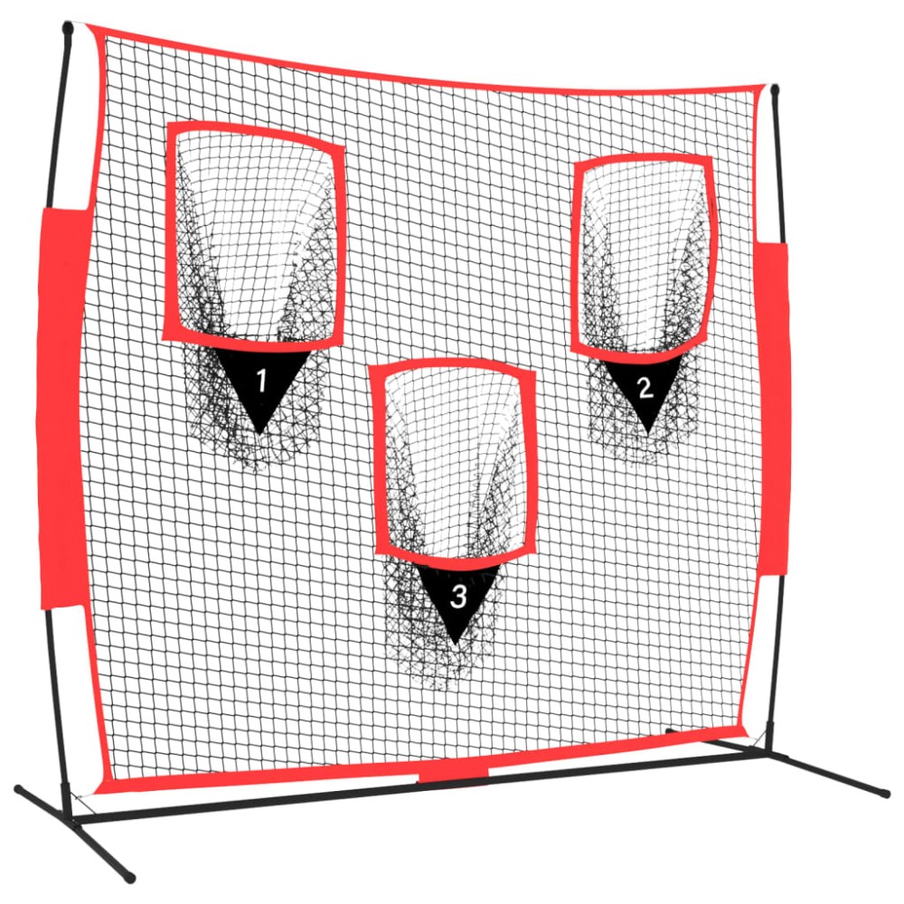 vidaXL Plasă de baseball portabilă negru/roșu 183x105x183 cm poliester
