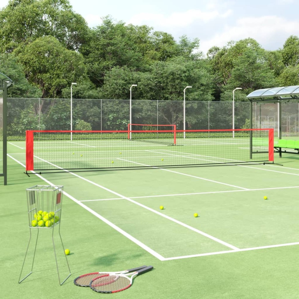 vidaXL Plasă de tenis, negru și roșu, 600x100x87 cm, poliester
