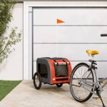 vidaXL Remorcă de bicicletă animale portocaliu/gri, textil oxford/fier vidaXL Remorcă de bicicletă animale portocaliu/gri, textil oxford/fier