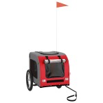 vidaXL Remorcă bicicletă animale companie, roșu/gri textil oxford/fier