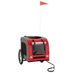 vidaXL Remorcă bicicletă animale companie, roșu/gri textil oxford/fier