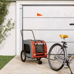 vidaXL Remorcă de bicicletă animale portocaliu/gri, textil oxford/fier vidaXL Remorcă de bicicletă animale portocaliu/gri, textil oxford/fier