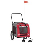 vidaXL Remorcă bicicletă animale companie, roșu/gri textil oxford/fier