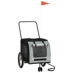 vidaXL Remorcă bicicletă animale companie gri/negru textil oxford/fier vidaXL Remorcă bicicletă animale companie gri/negru textil oxford/fier