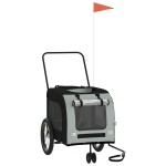 vidaXL Remorcă bicicletă animale companie gri/negru textil oxford/fier vidaXL Remorcă bicicletă animale companie gri/negru textil oxford/fier