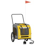 vidaXL Remorcă bicicletă animale companie, galben/gri, oxford/fier