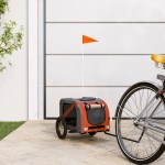vidaXL Remorcă de bicicletă animale portocaliu/gri, textil oxford/fier vidaXL Remorcă de bicicletă animale portocaliu/gri, textil oxford/fier