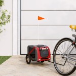 vidaXL Remorcă bicicletă animale companie, roșu/gri textil oxford/fier vidaXL Remorcă bicicletă animale companie, roșu/gri textil oxford/fier