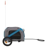 vidaXL Remorcă bicicletă animale companie, albastru/gri, oxford/fier
