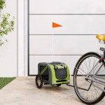 vidaXL Remorcă bicicletă animale companie verde/gri textil oxford/fier vidaXL Remorcă bicicletă animale companie verde/gri textil oxford/fier