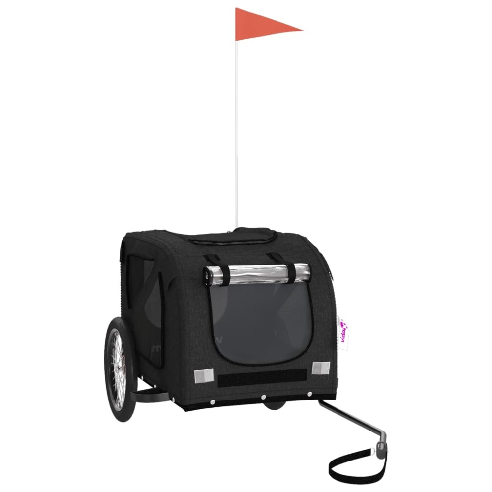 vidaXL Remorcă bicicletă animale companie, negru, textil oxford/fier