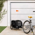 vidaXL Remorcă bicicletă animale companie, negru, textil oxford/fier vidaXL Remorcă bicicletă animale companie, negru, textil oxford/fier