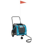 vidaXL Remorcă bicicletă animale companie, albastru/negru, oxford/fier